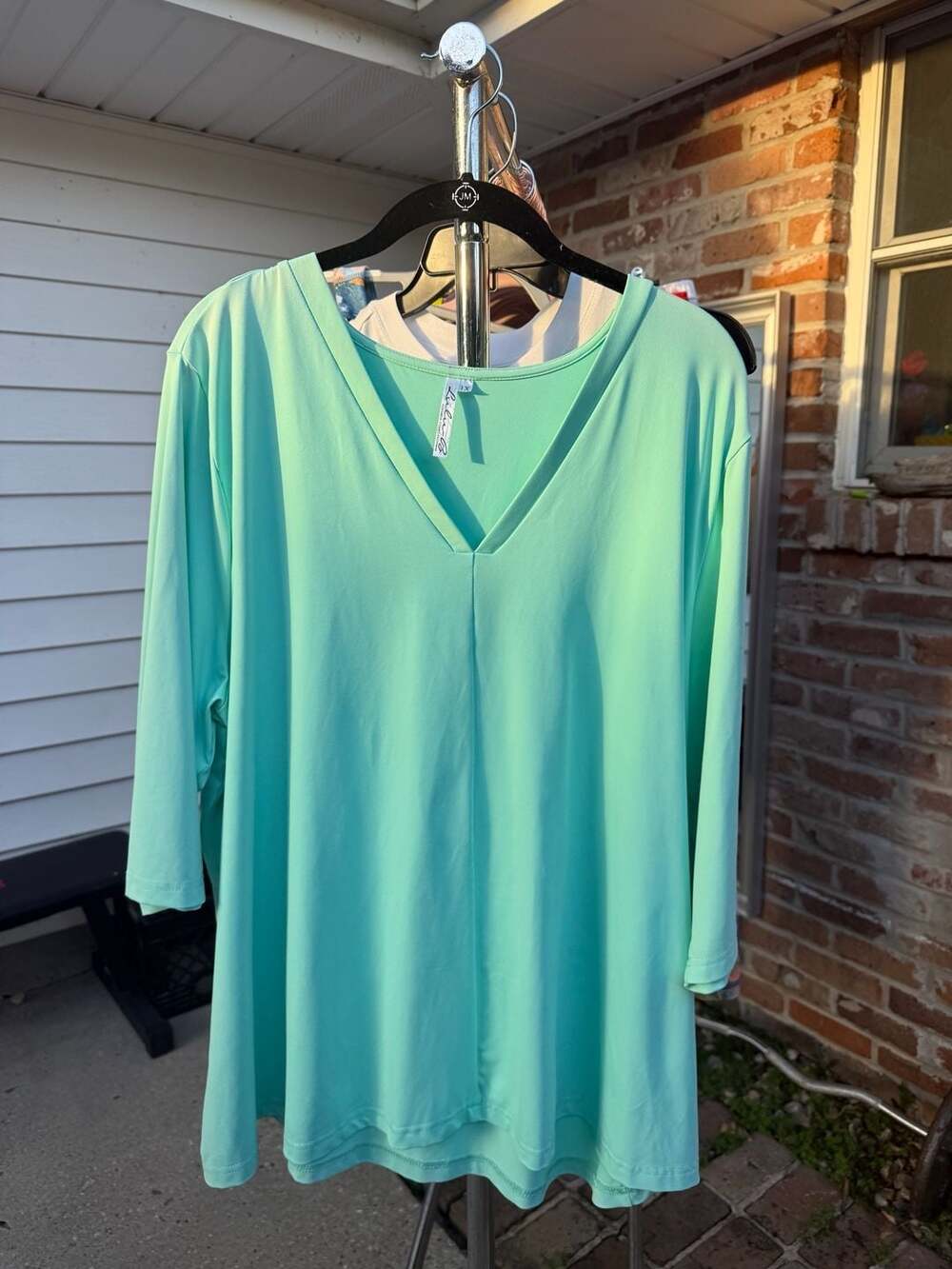 Lulu-B Mint Green V-Neck 3/4 Sleeve Top Size 1X